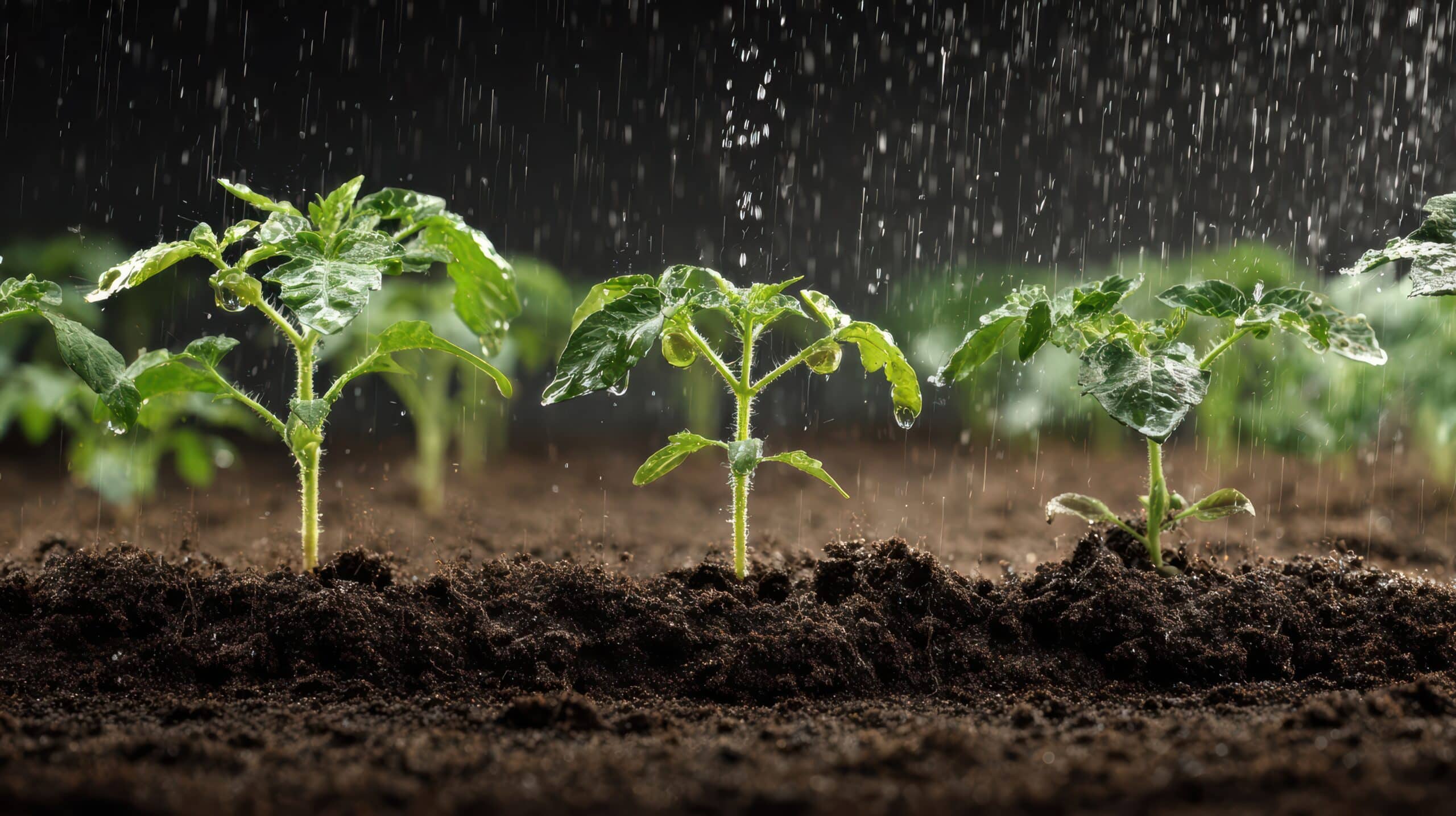 Young seedlings thriving with consistent watering, the same establishment process new sod roots go through